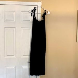 Fashion Nova black midi dress with ribbon tie straps